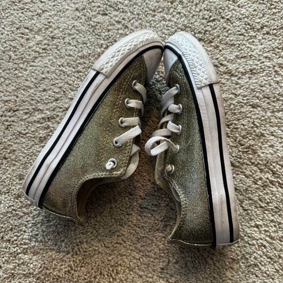 Converse Chuck Taylor Girls Gold Glitter Smooth Low Top Sneakers Size 13 - Picture 6 of 10